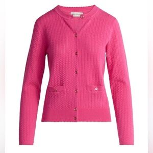 LILLY P VIBES FREE ASSEMBLY Pink Cable Knit Women's Cardigan Sweater SOFT Small
